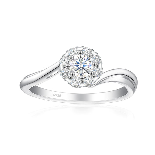 Vera 925 Sterling Silver Engagement Ring - Round Cut