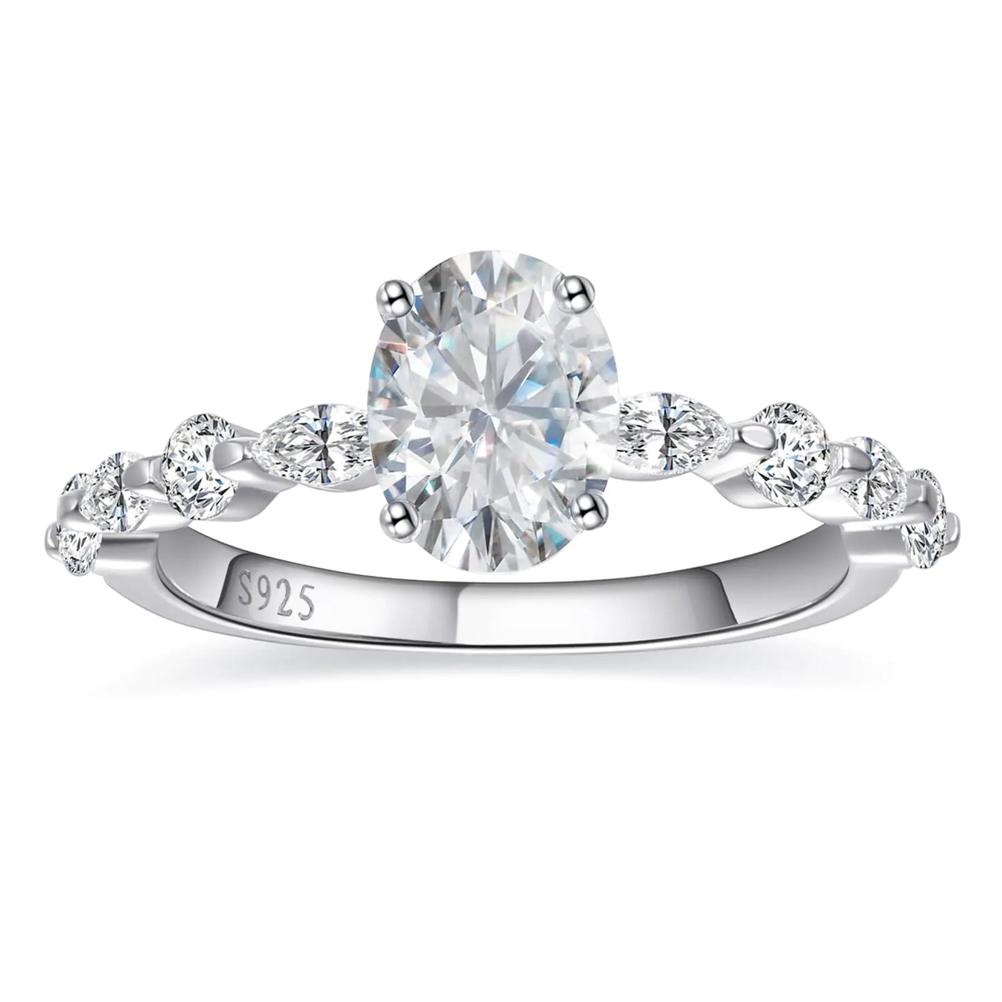 Monalisa 925 Sterling Silver Engagement Ring - Oval Cut