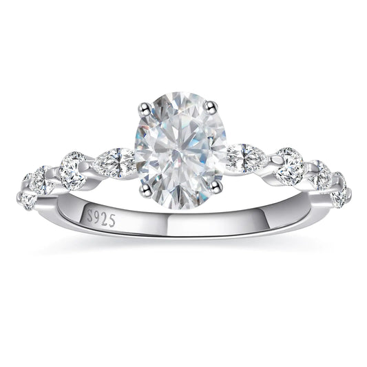 Monalisa 925 Sterling Silver Engagement Ring - Oval Cut